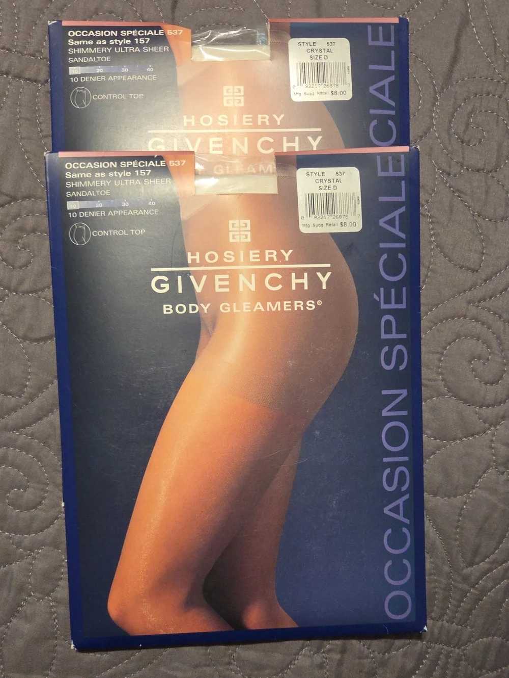 2-Givenchy Shimmery Sandaltoe Sheer Hosiery SZ D, Crystal Style 537